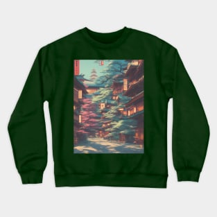 Japanese Temples Vacation Holiday Streets of Calmness Vintage Trees Crewneck Sweatshirt